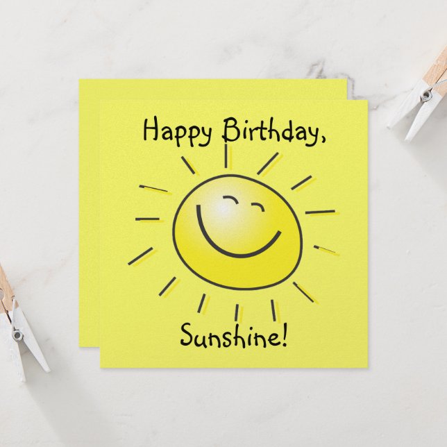Carte Joyeux anniversaire, soleil ! (Devant/Arrière en situation)