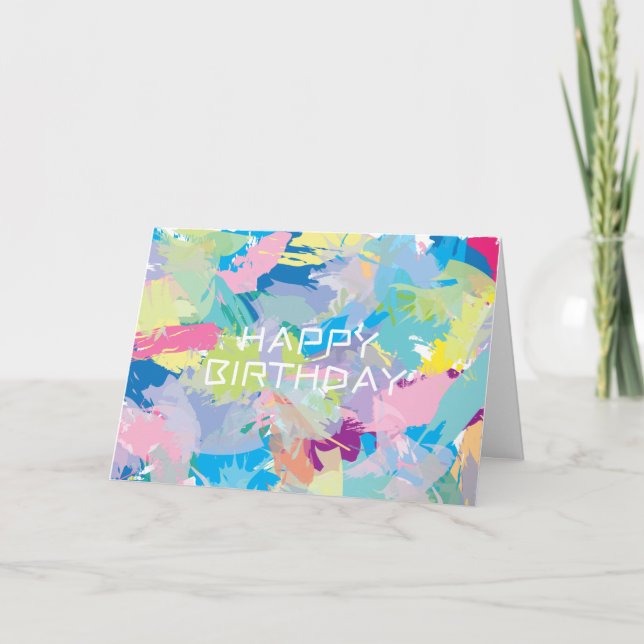 Carte Joyeux Anniversaire Souhaits Art Moderne Abstrait (Devant)