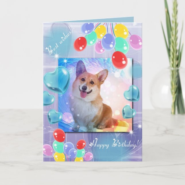 Carte Joyeux Anniversaire souriant Corgi (Devant)