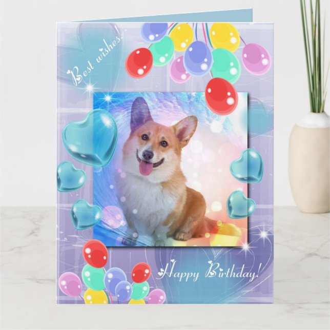 Carte Joyeux Anniversaire souriant Corgi (Devant)