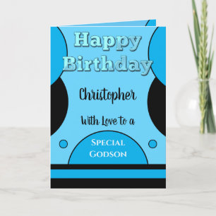 Carte Joyeux anniversaire spécial Godson bleu et noir