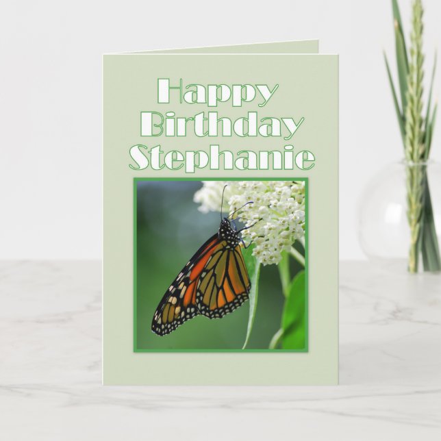 Carte Joyeux anniversaire Stephanie Monarch Butterfly (Devant)