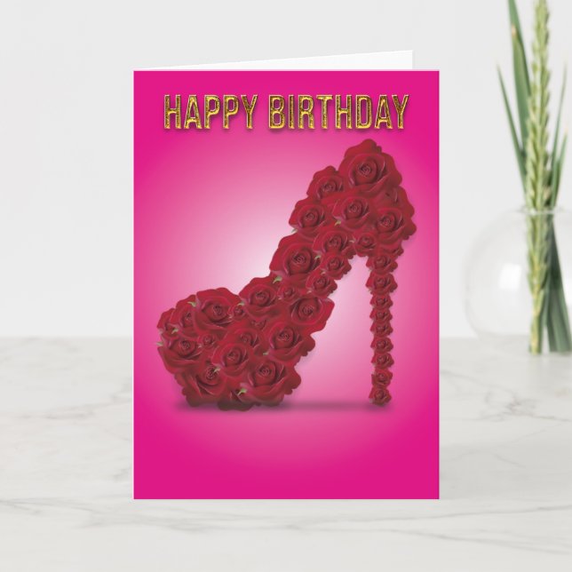 Carte Joyeux anniversaire Stiletto Red Roses Basic (Devant)
