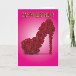 Carte Joyeux anniversaire Stiletto Red Roses Basic