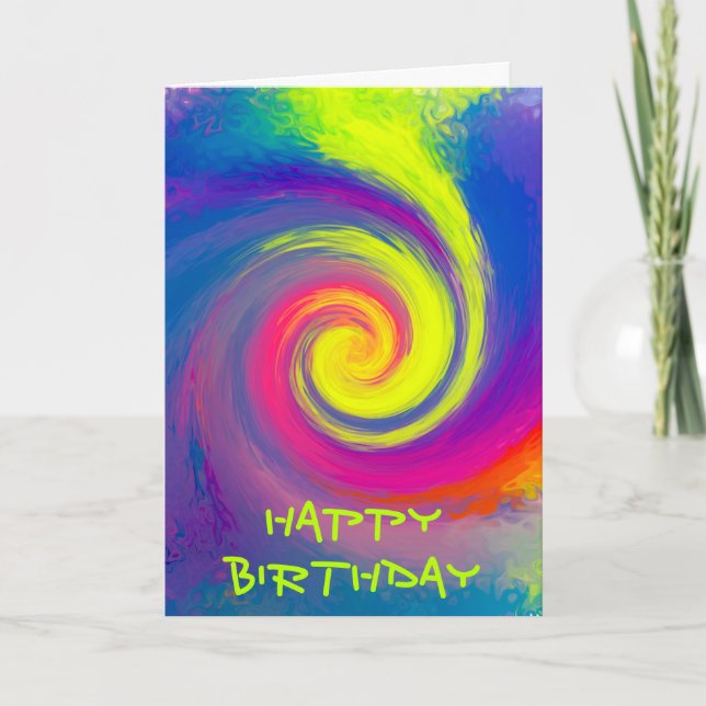 Carte Joyeux anniversaire - Super spirale Abstraite (Devant)