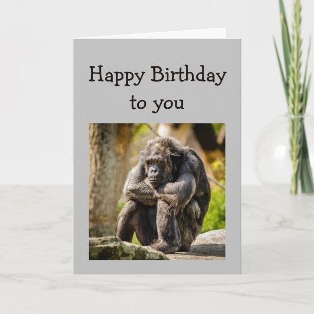 Carte Joyeux anniversaire sur la colline Drôle Sad Goril (Devant)