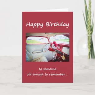 Carte Joyeux anniversaire sur la colline Vintage voiture