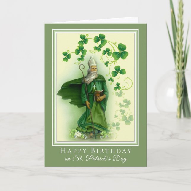 Carte Joyeux anniversaire sur la Saint Patrick Shamrock (Devant)
