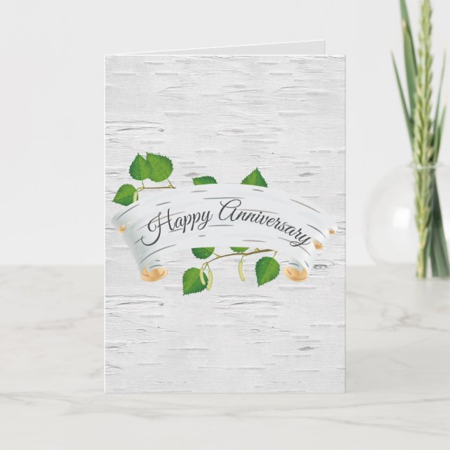 Carte Joyeux Anniversaire Sur Le Défilement De Birch Tre (Devant)
