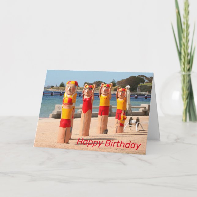 Carte Joyeux anniversaire : surf sauveteurs de vie (Devant)