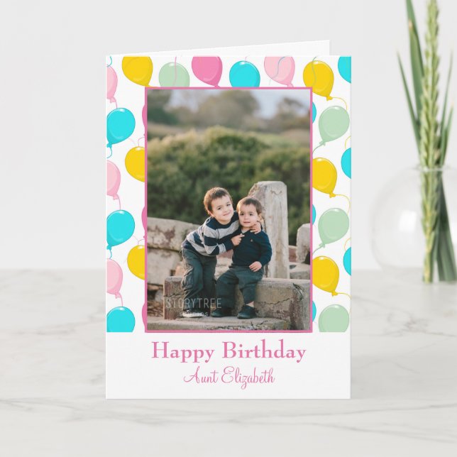 Carte Joyeux anniversaire Tante Balloons Photo (Devant)