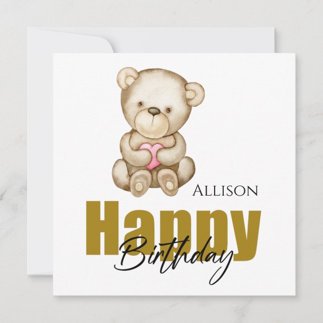 Carte Joyeux Anniversaire Teddy Bear (Devant)
