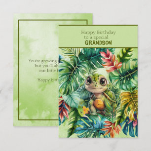 Carte Joyeux Anniversaire Tortue À un Petit-Fils Spécial