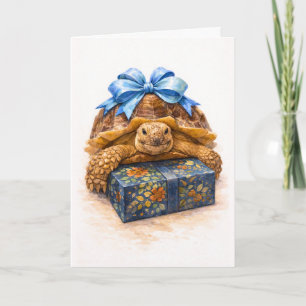 Carte Joyeux Anniversaire Tortue Sulcata à l'aquarelle b