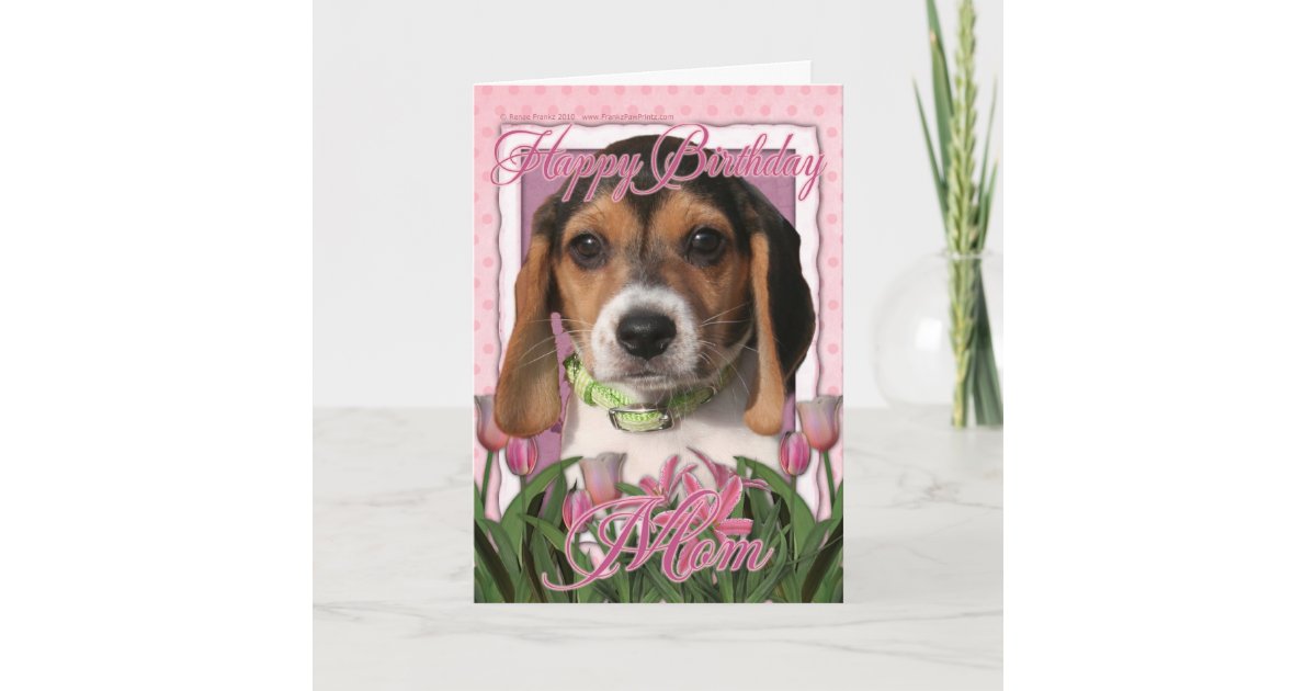 Carte Joyeux Anniversaire Tulipes Roses Chiot De Zazzle Ca