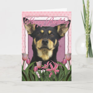 Carte Joyeux anniversaire - Tulipes roses - Kelpie austr