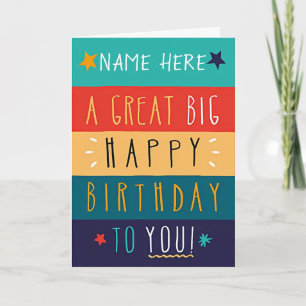 Carte Joyeux Anniversaire Typographie Personnalisée Colo