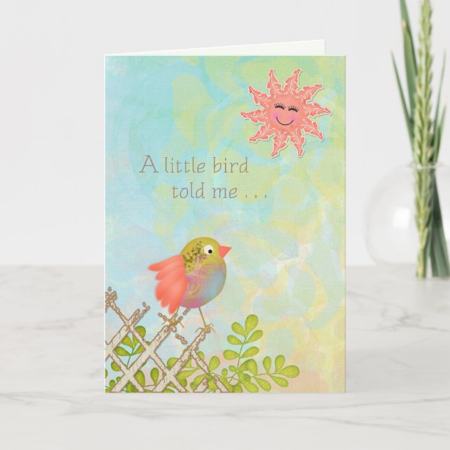 Carte Joyeux anniversaire - Un petit oiseau m'a dit (Devant)