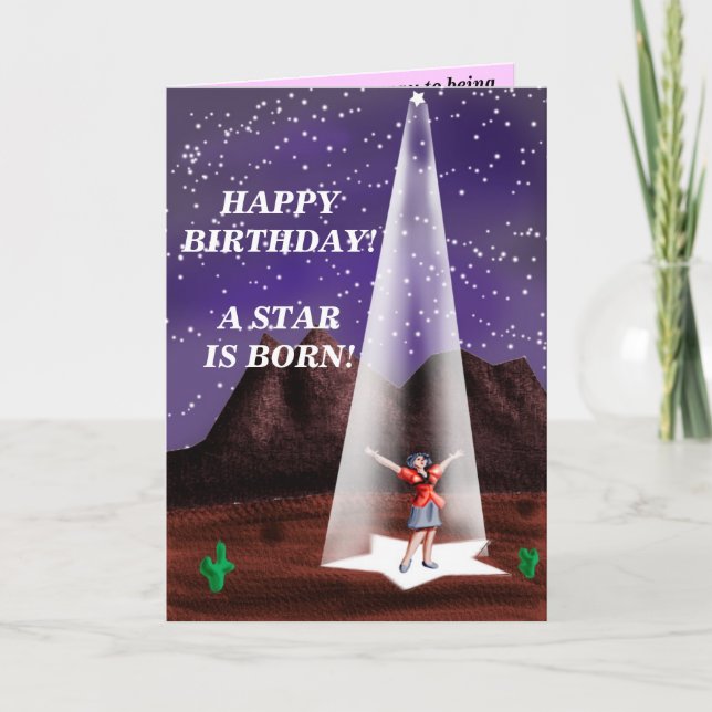 Carte JOYEUX ANNIVERSAIRE !  Une étoile est née ! … (Devant)