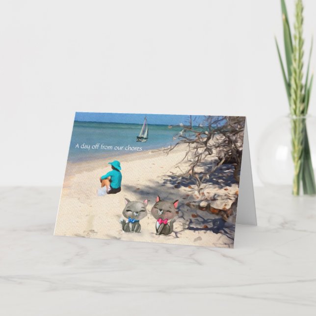Carte Joyeux anniversaire — une journée à la plage (Devant)