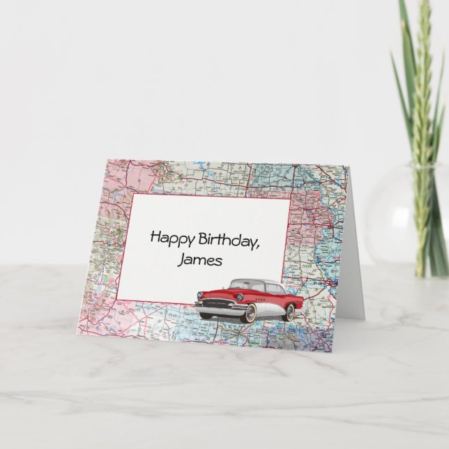 Carte Joyeux anniversaire USA Road Map (Devant)