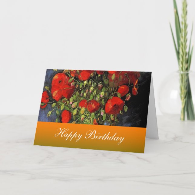 Carte Joyeux anniversaire, Van Gogh, Red Poppies (Devant)