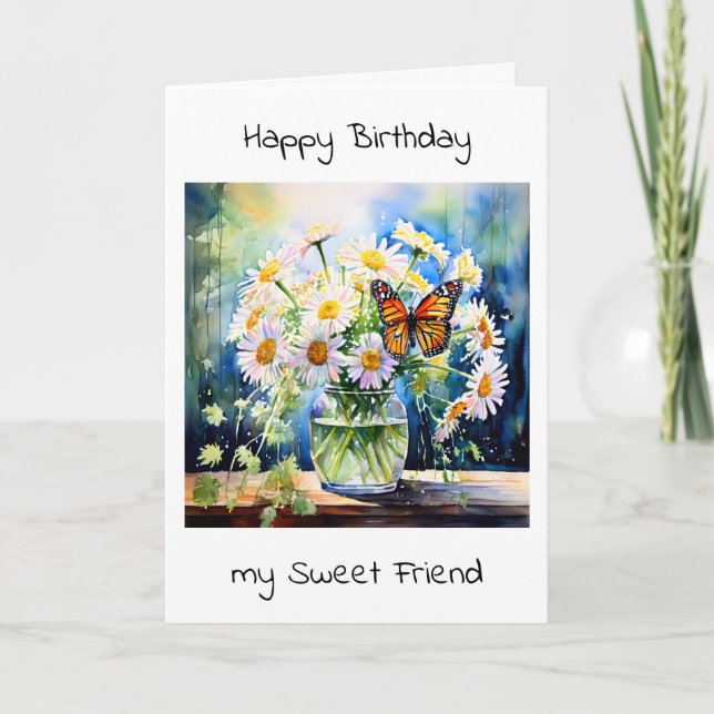 Carte Joyeux anniversaire | Vase des marguerites (Devant)