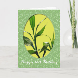 Carte Joyeux anniversaire, vert chanceux feuilles de bam