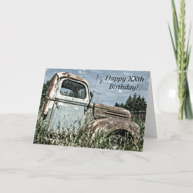 Carte Joyeux Anniversaire - Vieux Camion de Bateau Antiq (Devant)