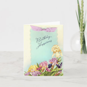 Carte Joyeux anniversaire vintage avec Irises