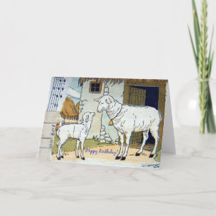 Carte Joyeux Anniversaire Vintage Collage des moutons