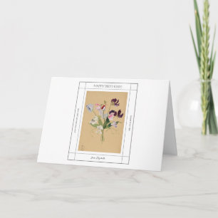 Carte Joyeux anniversaire Vintage Pois doux Aquarelle