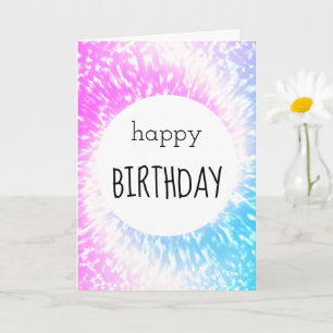 Carte Joyeux anniversaire violet et bleu teint teint Hip