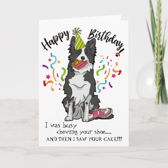 Carte Joyeux Anniversaire Votre Chien Border Collie Chau (Devant)
