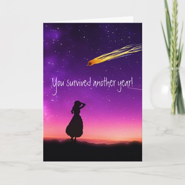 Carte Joyeux anniversaire Vous avez survécu une année (Devant)