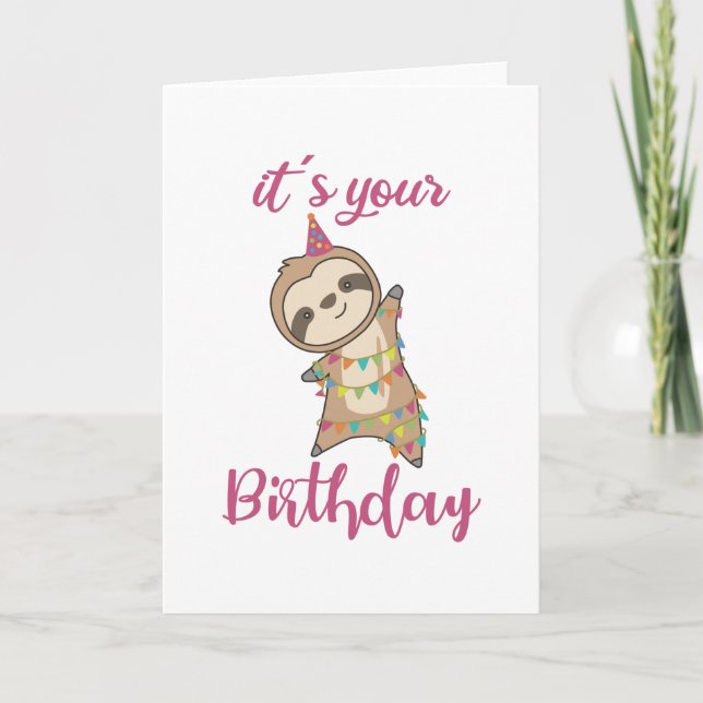 Carte Joyeux Anniversaire Vous Souhaite Sloth Mignonne (Devant)