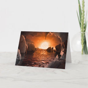 Carte Joyeux anniversaire - vue de Trappist-1f Exoplanet