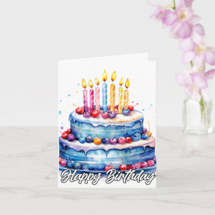 Carte Joyeux anniversaire Watercolor Cake Art