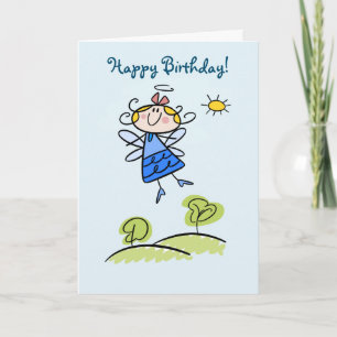 Carte Joyeux Anniversaire Whimsical Happy Flying Angel F