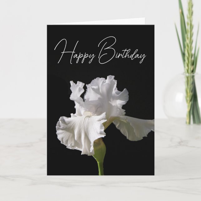 Carte Joyeux anniversaire | White Iris (Devant)