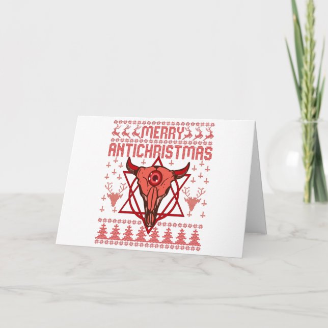 Carte Joyeux antinoël drôle Noël laide Sweater (Devant)