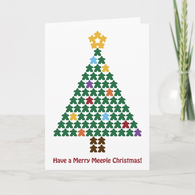 Carte Joyeux Arbre de Noël Meeple (Devant)