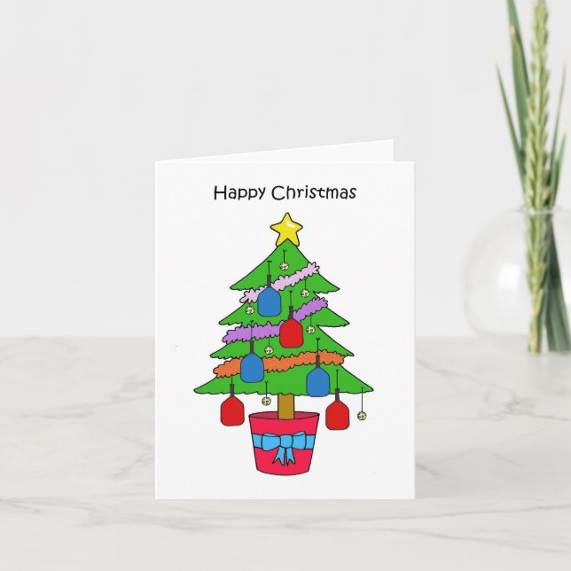 Carte Joyeux arbre de Pickleball de Noël (Devant)