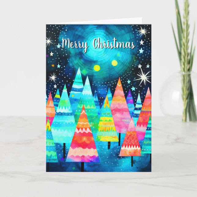 Carte Joyeux arbres Abstraits de Noël (Devant)