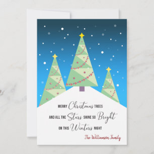 Carte Joyeux arbres de Noël Haiku Vacances modernes