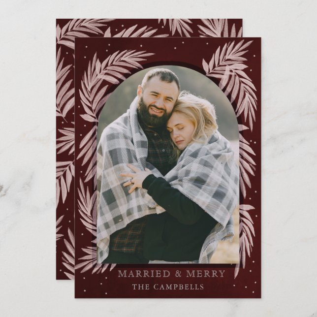 Carte Joyeux Arc en Argent Rouge (Devant / Derrière)