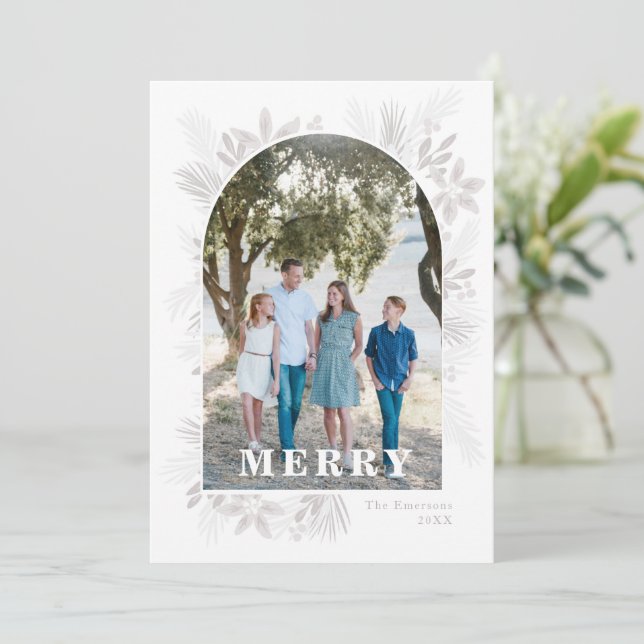 Carte Joyeux Arche à fleurs de Noël moderne (Debout devant)