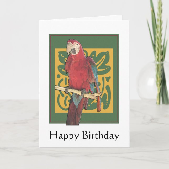 Carte Joyeux art du perroquet d'anniversaire (Devant)