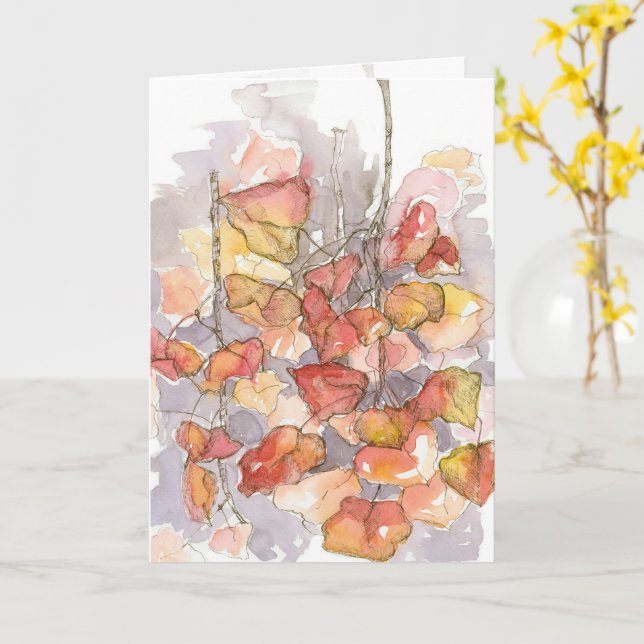 Carte Joyeux automne Feuilles Arbre Branche Couleurs aut (Fleur jaune)