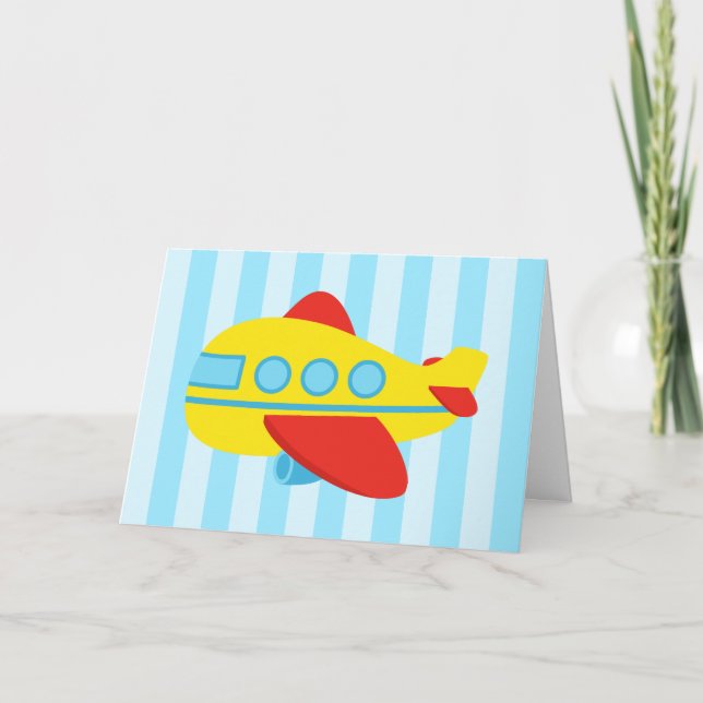 Carte Joyeux avion d'anniversaire, mignon et coloré (Devant)